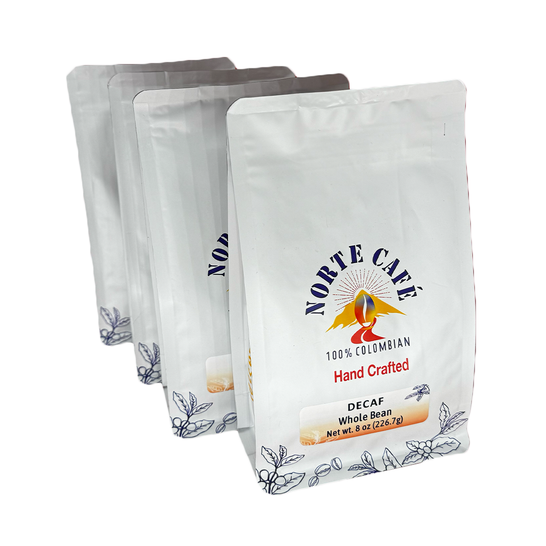 Decaf - Bundle & Save - 4 Pack Colombian Coffee (8 ozs per pack) Single Origin, Fair Trade and Locally Roasted - Norte Café