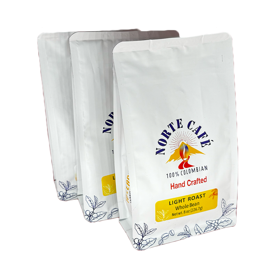 Light Roast - Bundle & Save - 3 Pack Colombian Coffee (8 ozs per pack) Single Origin, Fair Trade and Locally Roasted - Norte Café