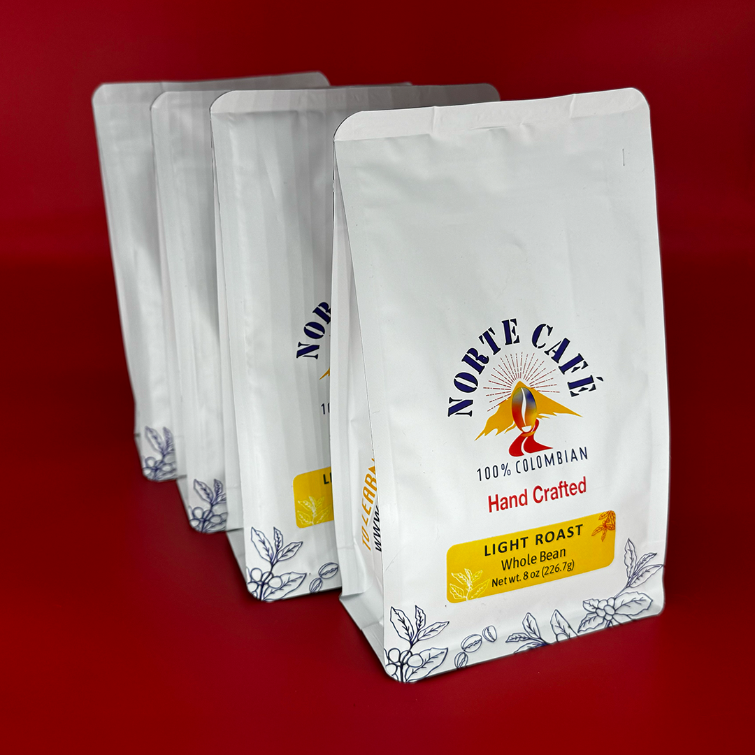 Light Roast - Bundle & Save - 4 Pack Colombian Coffee (8 ozs per pack) Single Origin, Fair Trade and Locally Roasted - Norte Café